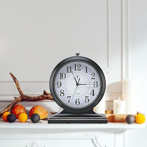 Retro Mantel Décor Desk Clock, 10-inch Vintage Table Clocks for Fireplace, Easy to Read Clocks for Living Room, Bedroom, Office, Desktop Decoration (Bright Brown) in Saudi Arabia