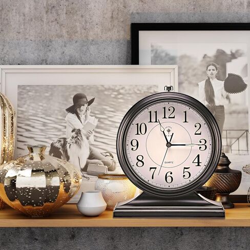 Retro Mantel Décor Desk Clock, 10-inch Vintage Table Clocks for Fireplace, Easy to Read Clocks for Living Room, Bedroom, Office, Desktop Decoration (Bright Brown) in Saudi Arabia