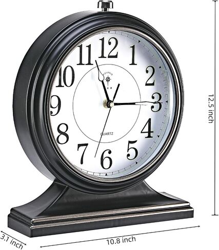 Retro Mantel Décor Desk Clock, 10-inch Vintage Table Clocks for Fireplace, Easy to Read Clocks for Living Room, Bedroom, Office, Desktop Decoration (Bright Brown) in Saudi Arabia