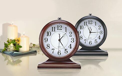 Retro Mantel Décor Desk Clock, 10-inch Vintage Table Clocks for Fireplace, Easy to Read Clocks for Living Room, Bedroom, Office, Desktop Decoration (Bright Brown) in Saudi Arabia