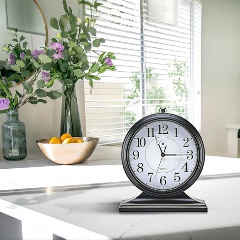 Retro Mantel Décor Desk Clock, 10-inch Vintage Table Clocks for Fireplace, Easy to Read Clocks for Living Room, Bedroom, Office, Desktop Decoration (Bright Brown) in Saudi Arabia