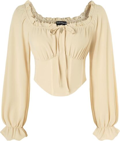 Vintage Corset Tops for Women Renaissance Blouse Off Shoulder Long Sleeve Top in Saudi Arabia