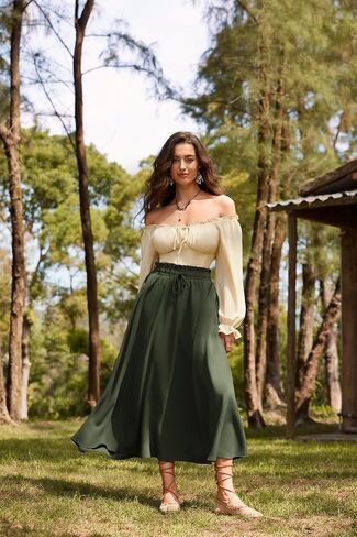 Vintage Corset Tops for Women Renaissance Blouse Off Shoulder Long Sleeve Top in Saudi Arabia
