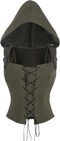 LTAKK Renaissance Costume Corset Women Medieval Hooded Vest Ren Faire Gothic Steampunk Tops in Kuwait