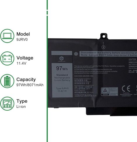 0G74G 02PFPW Laptop Battery Replacement for Dell Latitude 5300 5310 7300 7400 P97G P97G001 P97G002 P96G P96G002 P96G003 P99G P99G001 P100G P100G001 Series OG74G 2PFPW 11.4V 42Wh 3500mAh in Saudi Arabia