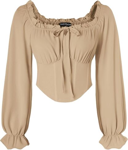 Vintage Corset Tops for Women Renaissance Blouse Off Shoulder Long Sleeve Top in Saudi Arabia