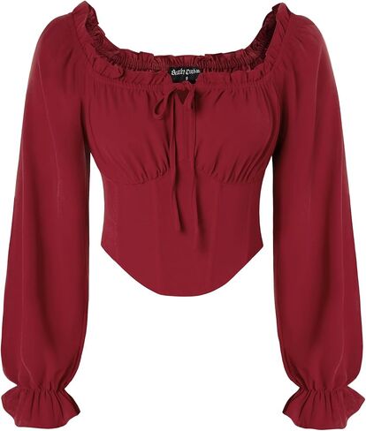 Vintage Corset Tops for Women Renaissance Blouse Off Shoulder Long Sleeve Top in Saudi Arabia
