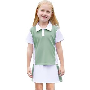 CM C&M WODRO Girls Tennis Dress Golf Outfit Short Sleeve Polo Shirt and Skorts Sets Kids Athletic Top Sport Skirt with Shorts in Saudi Arabia