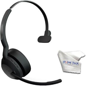 سماعات جابرا Evolve2 65 Flex UC ستيريو بلوتوث بخاصية إلغاء الضوضاء، Link380a، شاحن لاسلكي متوافق مع أجهزة Mac PC، والهواتف الذكية، والأجهزة اللوحية - مع قطعة قماش من الألياف الدقيقة، وخطة دعم Global Teck Gold in Kuwait