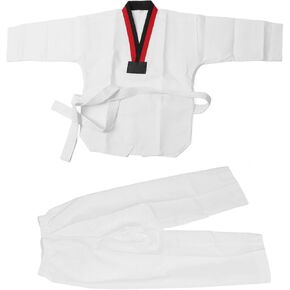 Diooche Kids White Taekwondo Uniform TKD Comples Complemes مع نسيج قطني للقتال الكاراتيه والتدريب متعدد الأغراض - متوفر بأحجام مختلفة in Kuwait