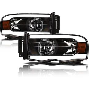 Alpha Owls 8710180 Projector Headlights With Switchback Sequential LED Bar & Startup Light - Black Amber Fits 2002-2005 Dodge Ram 1500/2003-2005 2500 3500 in Kuwait