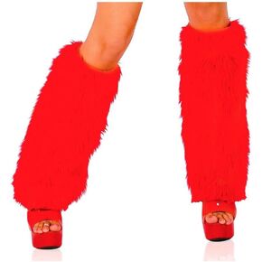 Roma Costume Halloween Party Women's Fur Boot Covers Red - One Size in Saudi Arabia