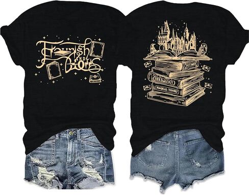 Magical Shirts for Women Flourish and Blotts Shirt Book Tshirt Wizard Costume Clothes in Kuwait