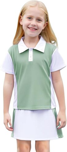 CM C&M WODRO Girls Tennis Dress Golf Outfit Short Sleeve Polo Shirt and Skorts Sets Kids Athletic Top Sport Skirt with Shorts in Saudi Arabia