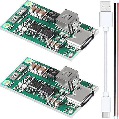 2 قطعة 2S 2A بطارية ليثيوم شحن مجلس نوع C USB 18650 ليثيوم أيون شاحن بطارية ليثيوم وحدة دفعة محول 8.4 فولت شحن لوح حماية مع نوع C إلى كابل USB كابل أحمر وأسود in Saudi Arabia