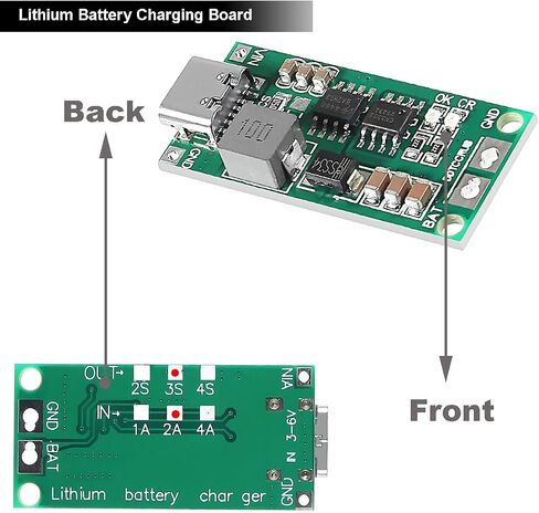 2 قطعة 2S 2A بطارية ليثيوم شحن مجلس نوع C USB 18650 ليثيوم أيون شاحن بطارية ليثيوم وحدة دفعة محول 8.4 فولت شحن لوح حماية مع نوع C إلى كابل USB كابل أحمر وأسود in Saudi Arabia
