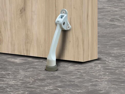 QCAA Heavy Duty Kickdown Door Stopper, 5", Zinc Die Cast, Satin Chrome, 1 Pack, Made in Taiwan in Saudi Arabia