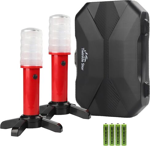 Twinkle Star الطوارئ على جانب الطريق ، أدى LED Safety Strobe Road تحذير الطريق ضوء الطريق السريع تنبيه مع قاعدة مغناطيسية ، موقف قابل للفصل ، حالة تخزين صلبة (مجموعة من 4) in Kuwait