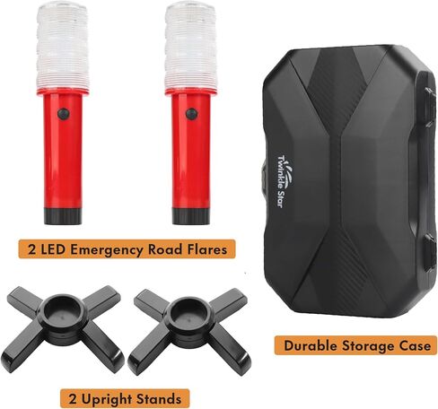 Twinkle Star الطوارئ على جانب الطريق ، أدى LED Safety Strobe Road تحذير الطريق ضوء الطريق السريع تنبيه مع قاعدة مغناطيسية ، موقف قابل للفصل ، حالة تخزين صلبة (مجموعة من 4) in Kuwait
