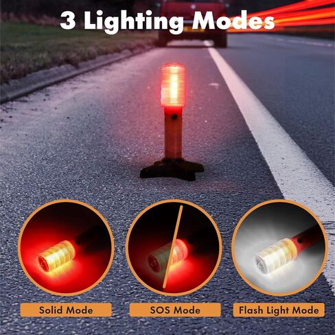 Twinkle Star الطوارئ على جانب الطريق ، أدى LED Safety Strobe Road تحذير الطريق ضوء الطريق السريع تنبيه مع قاعدة مغناطيسية ، موقف قابل للفصل ، حالة تخزين صلبة (مجموعة من 4) in Kuwait