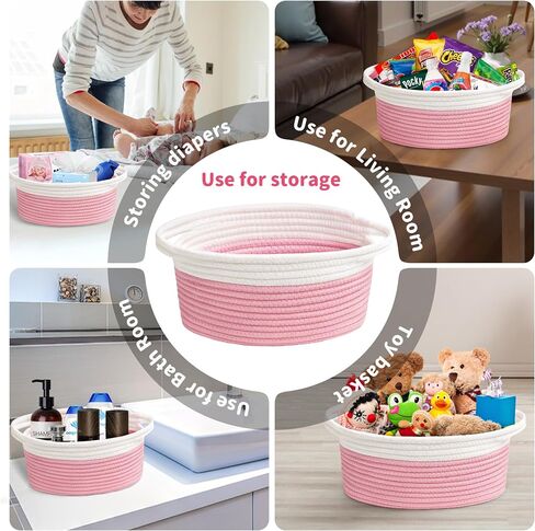 Yeeeasy Small Woven Basket with Gift Bags and Ribbons Cute Baskets for Gifts Empty Small Rope Toy Basket for Babies White Basket for Storage in Saudi Arabia
