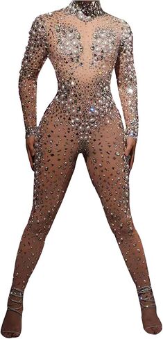 YouMeisha Sparkle Rhinestone Pearl Jumpsuit Women Sexy Club Party Party Birthdities Dance Stage Performan in Saudi Arabia