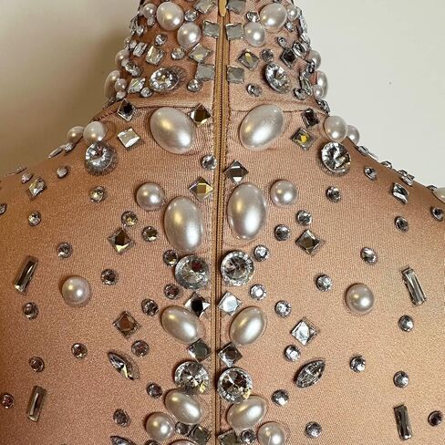YouMeisha Sparkle Rhinestone Pearl Jumpsuit Women Sexy Club Party Party Birthdities Dance Stage Performan in Saudi Arabia