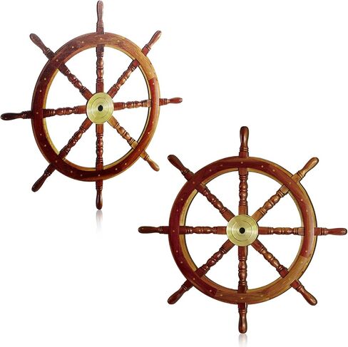 Tatuo 2 Pcs Ship Wheel Wall Decor Pirate Party Decorations Thin Flat Wooden Nautical Wall Art 2d Wood Beach Boat Cruise Ship Steering Wheel for Home Bedroom Decor(12 Inch) in Saudi Arabia
