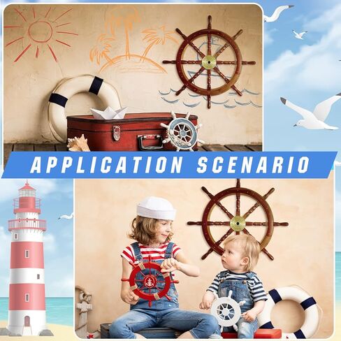 Tatuo 2 Pcs Ship Wheel Wall Decor Pirate Party Decorations Thin Flat Wooden Nautical Wall Art 2d Wood Beach Boat Cruise Ship Steering Wheel for Home Bedroom Decor(12 Inch) in Saudi Arabia