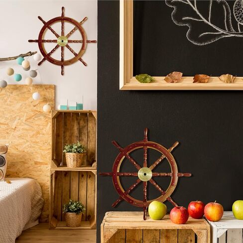 Tatuo 2 Pcs Ship Wheel Wall Decor Pirate Party Decorations Thin Flat Wooden Nautical Wall Art 2d Wood Beach Boat Cruise Ship Steering Wheel for Home Bedroom Decor(12 Inch) in Saudi Arabia