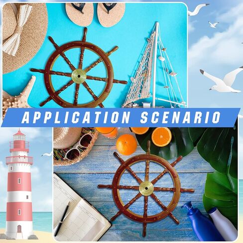 Tatuo 2 Pcs Ship Wheel Wall Decor Pirate Party Decorations Thin Flat Wooden Nautical Wall Art 2d Wood Beach Boat Cruise Ship Steering Wheel for Home Bedroom Decor(12 Inch) in Saudi Arabia