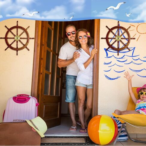 Tatuo 2 Pcs Ship Wheel Wall Decor Pirate Party Decorations Thin Flat Wooden Nautical Wall Art 2d Wood Beach Boat Cruise Ship Steering Wheel for Home Bedroom Decor(12 Inch) in Saudi Arabia
