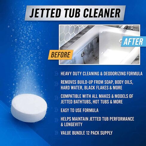 منظف ​​حوض الاستحمام النشط - 32oz (8 استخدامات) منظف الحمام النفاث لنظام حمام الدوامة والسبا، متوافق مع نفاثات الجاكوزي، أحواض الدوامة، محلول آمن للصرف الصحي - صنع في الولايات المتحدة الأمريكية in Kuwait