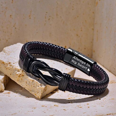 YOUFENG Urn Bracelet for Human Ashes Leather Cremation Knot Cross Bracelet Stainless Steel Keepsake Cuff Bangle Jewelry for Men in Saudi Arabia