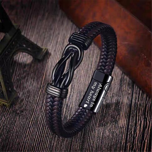 YOUFENG Urn Bracelet for Human Ashes Leather Cremation Knot Cross Bracelet Stainless Steel Keepsake Cuff Bangle Jewelry for Men in Saudi Arabia