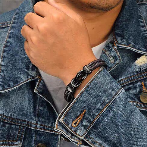 YOUFENG Urn Bracelet for Human Ashes Leather Cremation Knot Cross Bracelet Stainless Steel Keepsake Cuff Bangle Jewelry for Men in Saudi Arabia