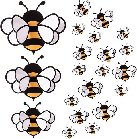 FOBSME 60 PCS 3D BEE ملصقات 3 أحجام الحلي الصغيرة للعسل نحلة الحفلات جدار صائق ديكورات أصفر العسل النحل متمثلات للمنزل في مكتب ثلاجة in Saudi Arabia