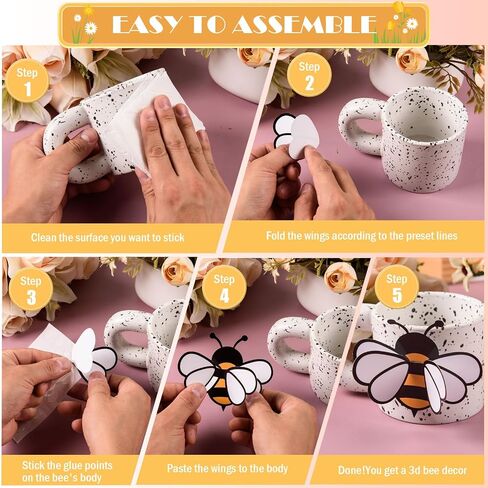 FOBSME 60 PCS 3D BEE ملصقات 3 أحجام الحلي الصغيرة للعسل نحلة الحفلات جدار صائق ديكورات أصفر العسل النحل متمثلات للمنزل في مكتب ثلاجة in Saudi Arabia