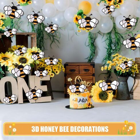 FOBSME 60 PCS 3D BEE ملصقات 3 أحجام الحلي الصغيرة للعسل نحلة الحفلات جدار صائق ديكورات أصفر العسل النحل متمثلات للمنزل في مكتب ثلاجة in Saudi Arabia