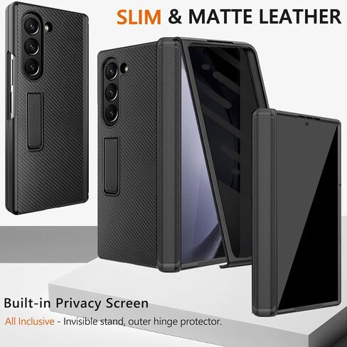 NINKI for Samsung Galaxy Z Fold 6 Case with Privacy Screen Protector,4 in 1 Magnetic Hinge Case for Samsung Z Fold 6 Case with Kickstand, Z Fold 6 Leather Case for Galaxy Z Fold 6 5G Phone Case Black in Kuwait
