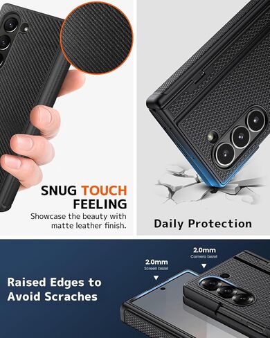 NINKI for Samsung Galaxy Z Fold 6 Case with Privacy Screen Protector,4 in 1 Magnetic Hinge Case for Samsung Z Fold 6 Case with Kickstand, Z Fold 6 Leather Case for Galaxy Z Fold 6 5G Phone Case Black in Kuwait