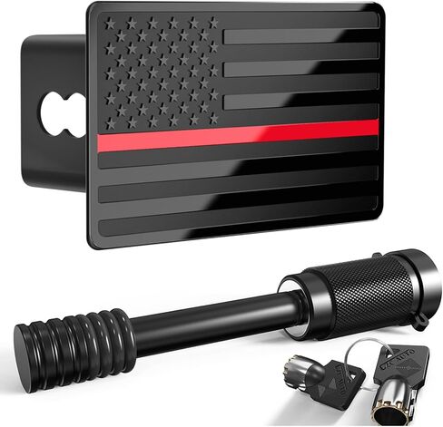 2.5 Inch American Flag Trailer Hitch Cover Plug with 5/8-Inch Pin Diameter Trailer Hitch Lock,2 1/2 Inch Hitch Cover Fits for 2.5 Inch Receivers,Black in Kuwait