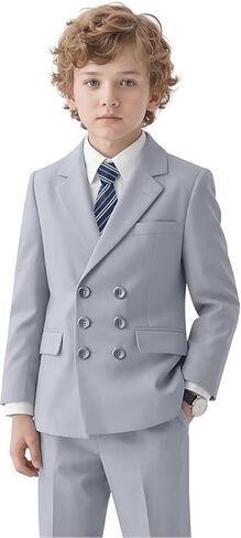 Boys Suit Kids Tuxedo Double Breasted Suits for Boy Dress Pants Set Slim Fit Formal Wedding Ring Bearer Outfit with Tie in Kuwait