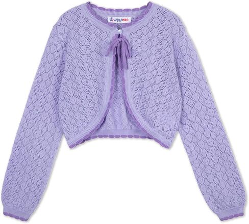 Girls Cotton Knit Shrug Cardigan with Long Sleeve Ruffle Hem in Kuwait
