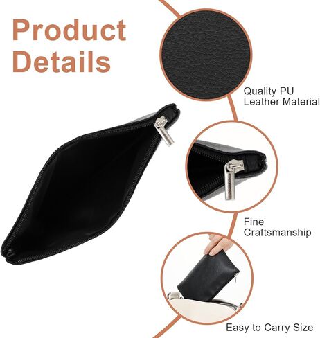 Vegan Coin Purse PU Lychee Pattern Zipper Coin Wallet Portable Coin Bag for Women Man Change Purse(light brown) in Saudi Arabia