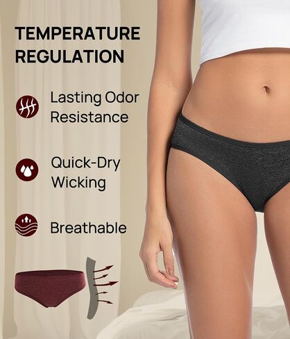 Merino Wool Wool Women 3 Pack ، سراويل صوفية تنفس ، Bikini Ladies ملخصات داخلية in Kuwait