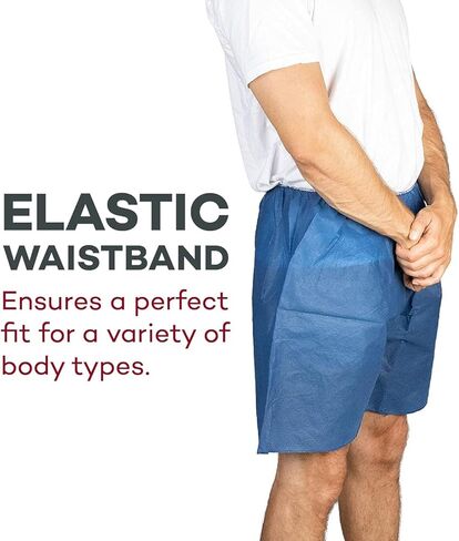 Disposable Exam Shorts Non Woven Medical Patient Exam Shorts Navy Blue Universal Size Shorts (20 Pack) in Kuwait