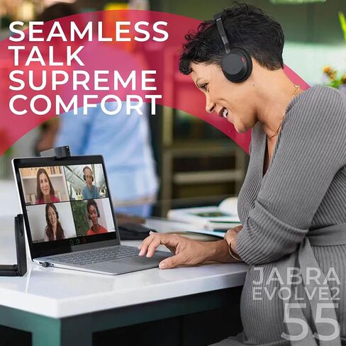 سماعات جابرا Evolve2 65 Flex UC ستيريو بلوتوث بخاصية إلغاء الضوضاء، Link380a، شاحن لاسلكي متوافق مع أجهزة Mac PC، والهواتف الذكية، والأجهزة اللوحية - مع قطعة قماش من الألياف الدقيقة، وخطة دعم Global Teck Gold in Kuwait