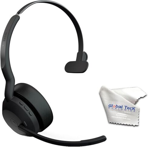 سماعات جابرا Evolve2 65 Flex UC ستيريو بلوتوث بخاصية إلغاء الضوضاء، Link380a، شاحن لاسلكي متوافق مع أجهزة Mac PC، والهواتف الذكية، والأجهزة اللوحية - مع قطعة قماش من الألياف الدقيقة، وخطة دعم Global Teck Gold in Kuwait