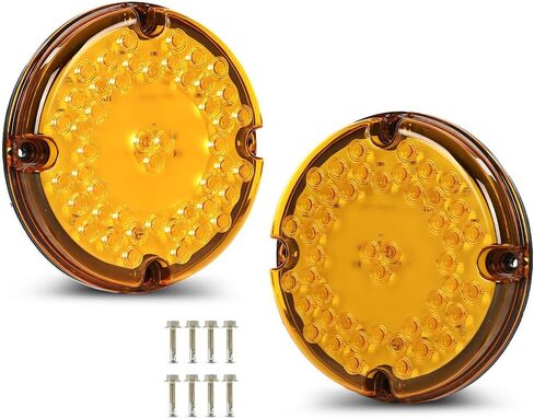 G-PLUS 2pcs 7" Round Amber 47-LED Turn Signal Tail Light Fit for Transit Vehicles Refuse Hauler 7" Round 47-LED Tail Lights Yellow in Saudi Arabia